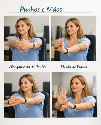exercícios para quem trabalha sentado para punhos e mãos